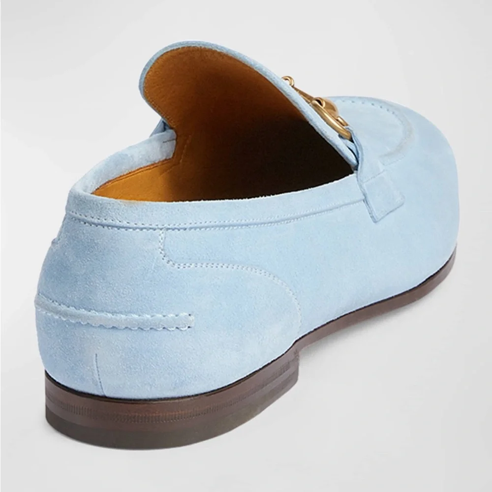 Gucci Jordaan Suede Loafers with Gold Horsebit Detail size 12 UK - Picture 4 of 7